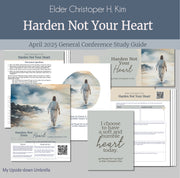General Conference study guide for
Elder Christopher H. Kim - Harden Not Your Heart - April 2025
General Conference, relief society lesson helps for LDS women, RS lesson ideas, lesson handouts, study worksheets and workbook, lesson outline, lesson plan, Relief Society General Conference lesson, Elder’s Quorum lesson, artwork, lesson slides, slideshow, powerpoint presentation, myupsidedownumbrella